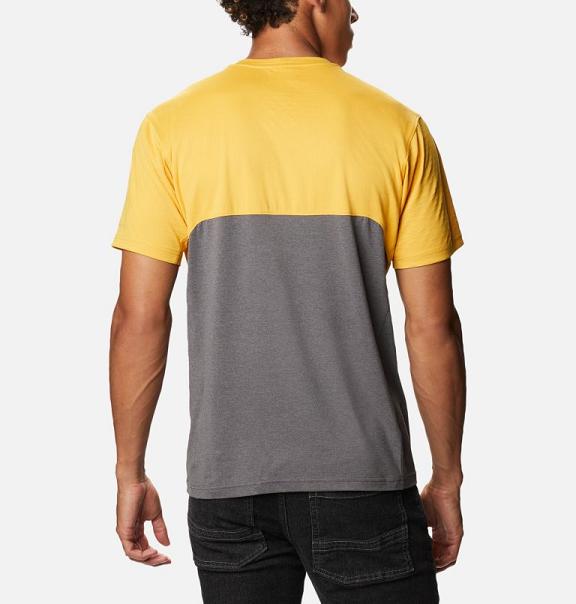 Columbia Zero Ice Cirro-Cool T-Shirt Yellow Grey For Men's NZ94510 New Zealand